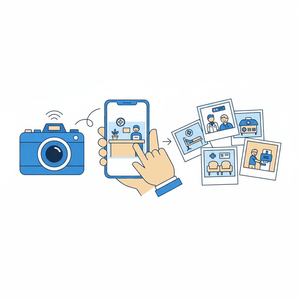 クリニックの外観写真と院内写真のイメージ